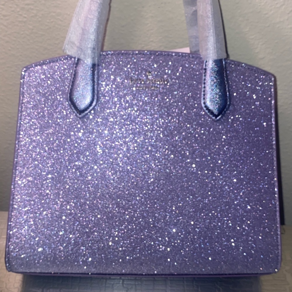 ❤️NWT $100 OFF KATE SPADE PURPLE GLITTER SATCHEL- BONUS FREE NWT KATE SPADE TOTE - Picture 2 of 6